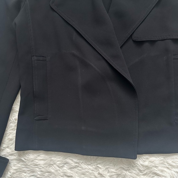 Aritzia Babaton Kano Cropped Trench Jacket Open Front Black Sz S - Picture 7 of 13
